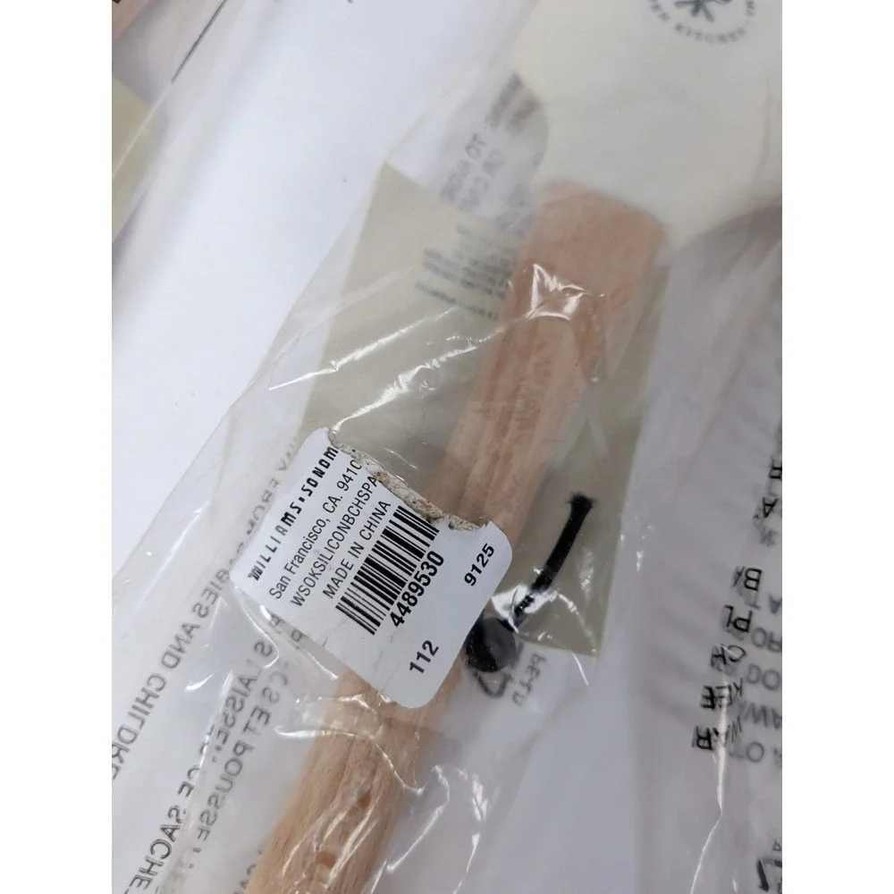 Williams Sonoma Open Kitchen Silicone Spatula & 2 Wooden Spoons - New